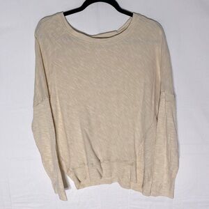 Anthropologie Beige Textured Cotton Knit Asymmetrical Long Sleeve Top M